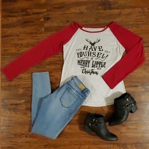 Christmas Raglon Long Sleeve Tee